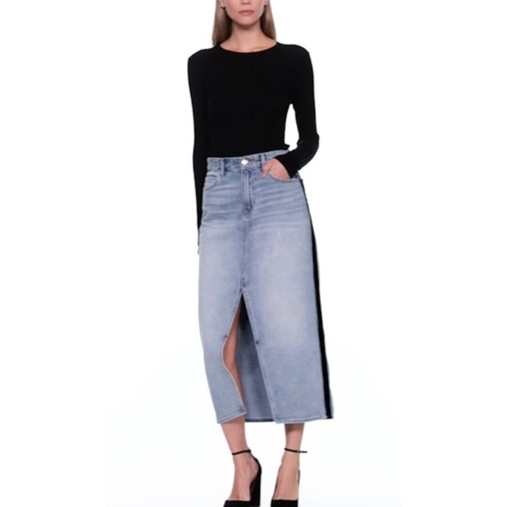 Gap 1969 Denim Velvet Midi Skirt Women's 27 Classic Front Slit Jean Festival